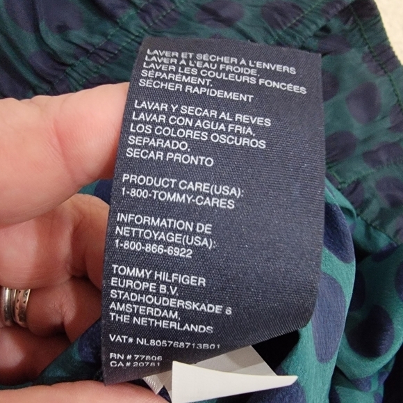 Tommy Hilfiger Green and Blue Polka Dot Midi flowy Skirt with Sash Toe Size Larg - Picture 11 of 13